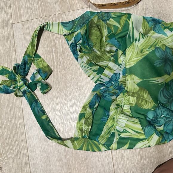 Y2K Green Jungle Medium Halter Midi Dress Coquette 2000s Baddie Vacation Ruby - Picture 6 of 8